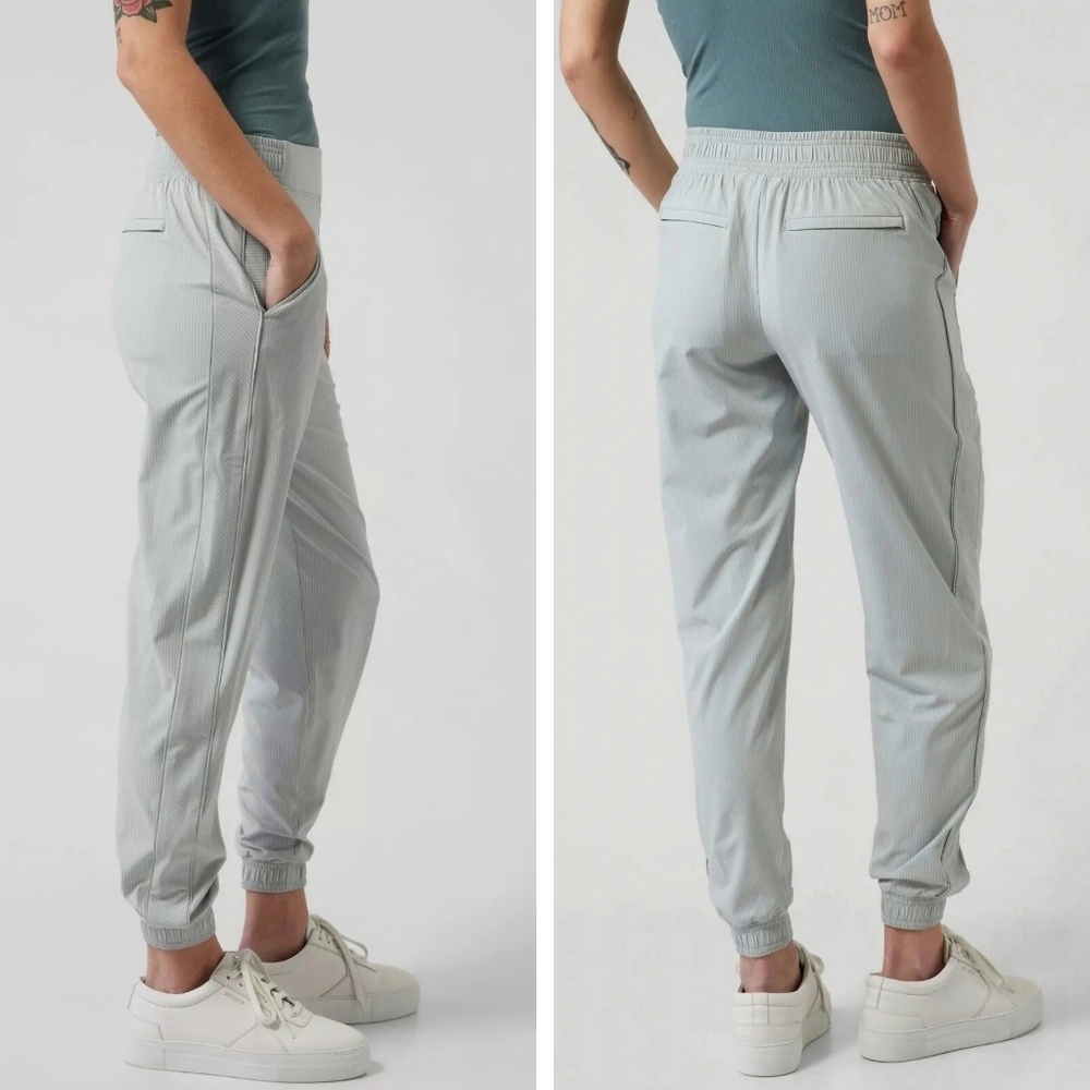 Athleta Brooklyn textured jogger City Stripe Coast Grey mint green Plus size 16